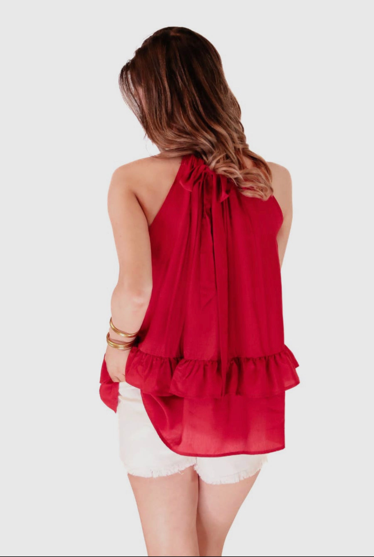 Red Ruffle Halter Top - Jess Lea