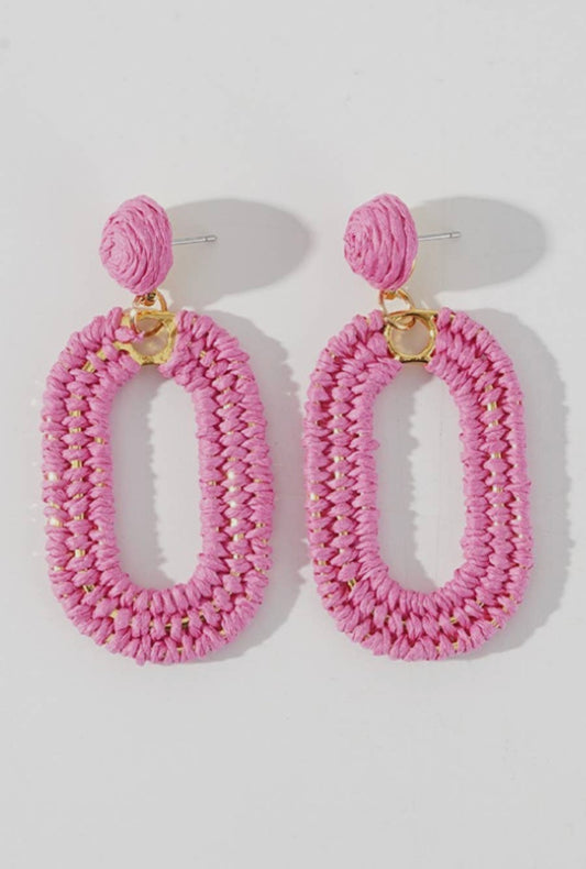 Pink Raffia Earrings - Jess Lea