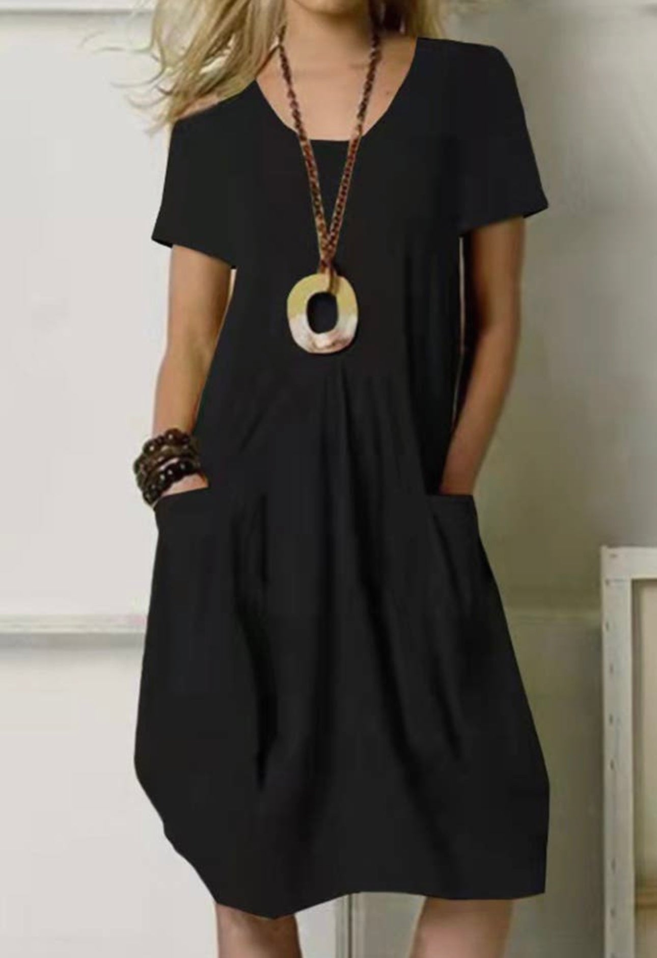 Black Pocket Dress - Unishe