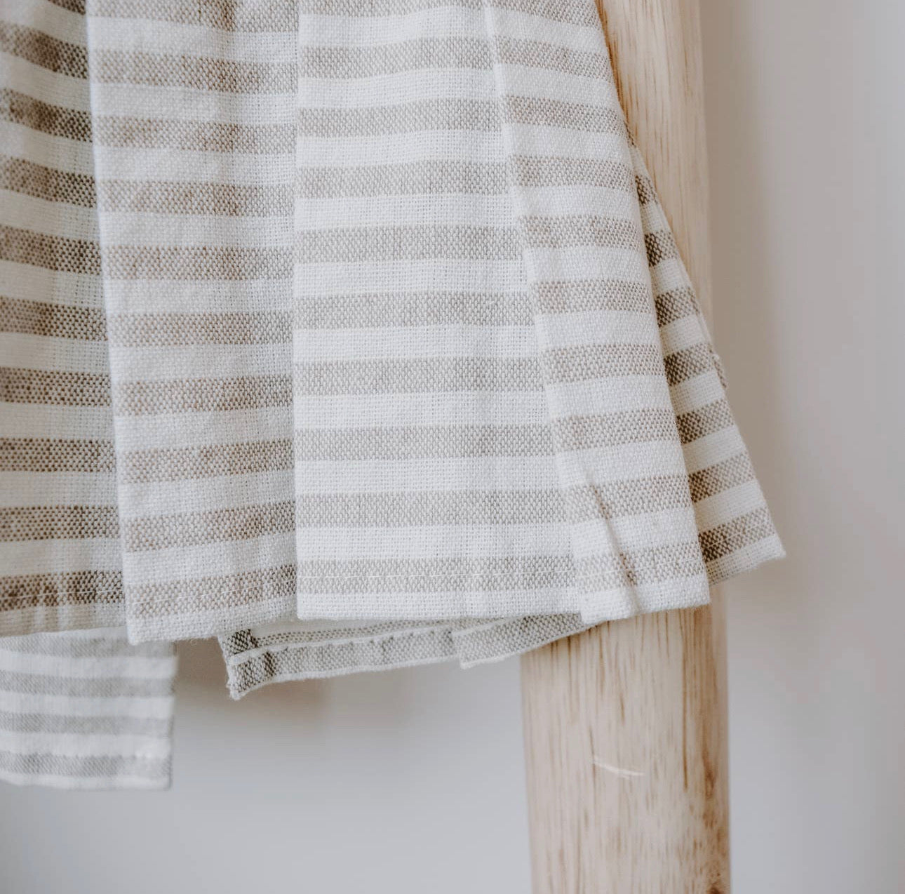 Striped Gray Tea Towel with Ruffle - Sweet Water Decor