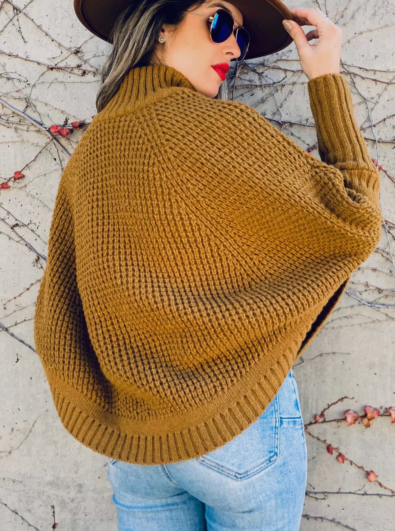 Dolman Sleeve Turtleneck in Mustard - Amoli