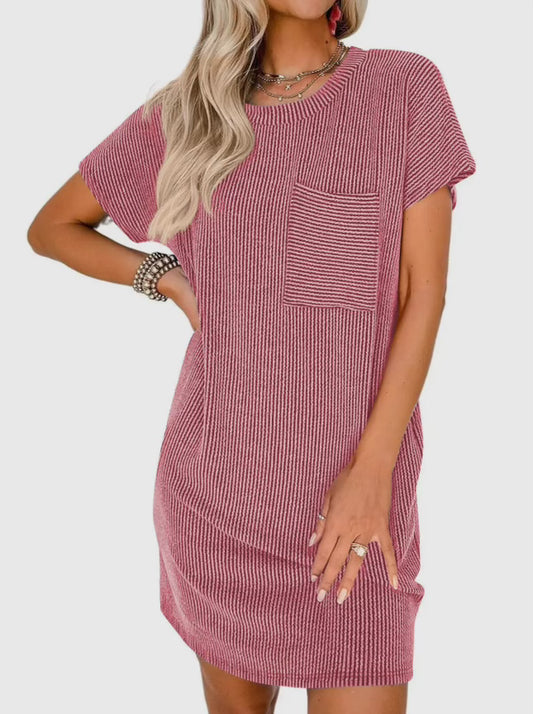 Striped T-Shirt Dress in Pink - Lovesoft