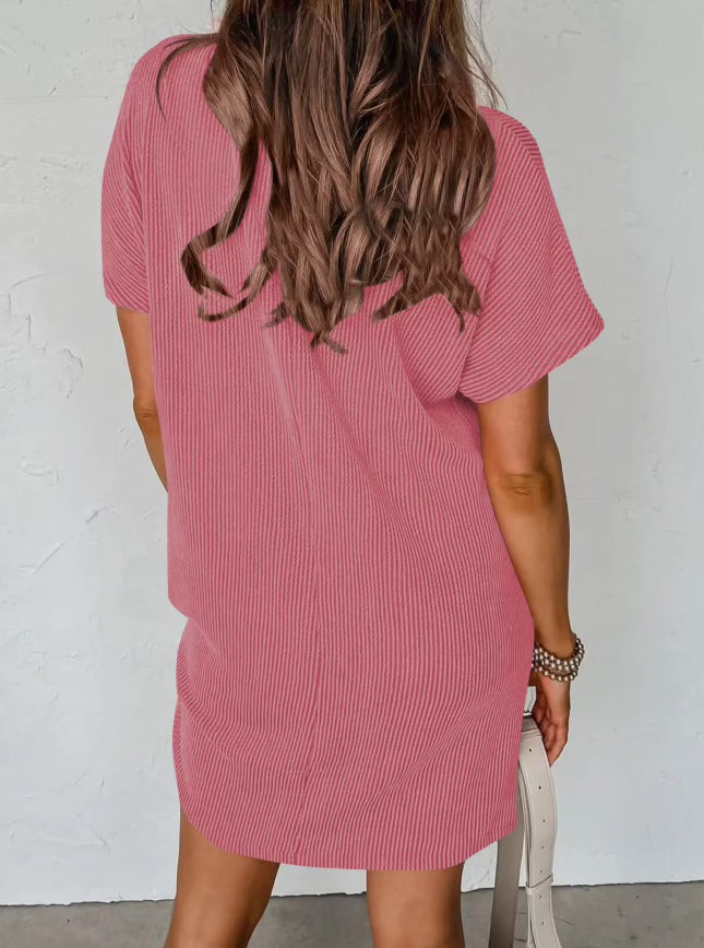 Striped T-Shirt Dress in Pink - Lovesoft