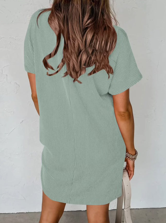 Striped T-Shirt Dress in Light Green - Lovesoft