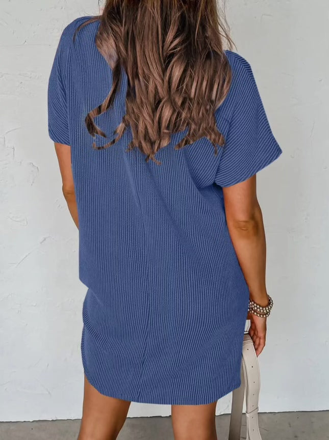 Striped T-Shirt Dress in Dark Blue - Lovesoft