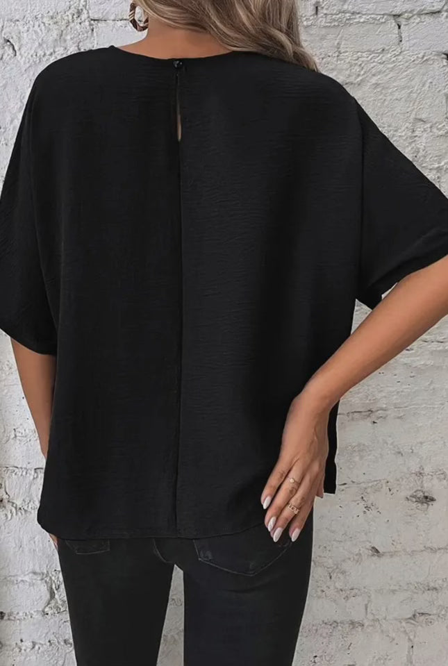 Twist Knot Black Blouse - Unishe