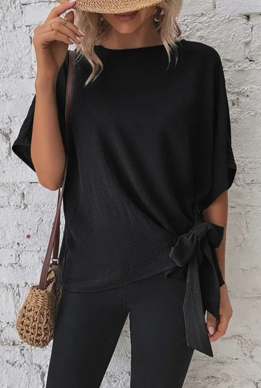 Twist Knot Black Blouse - Unishe