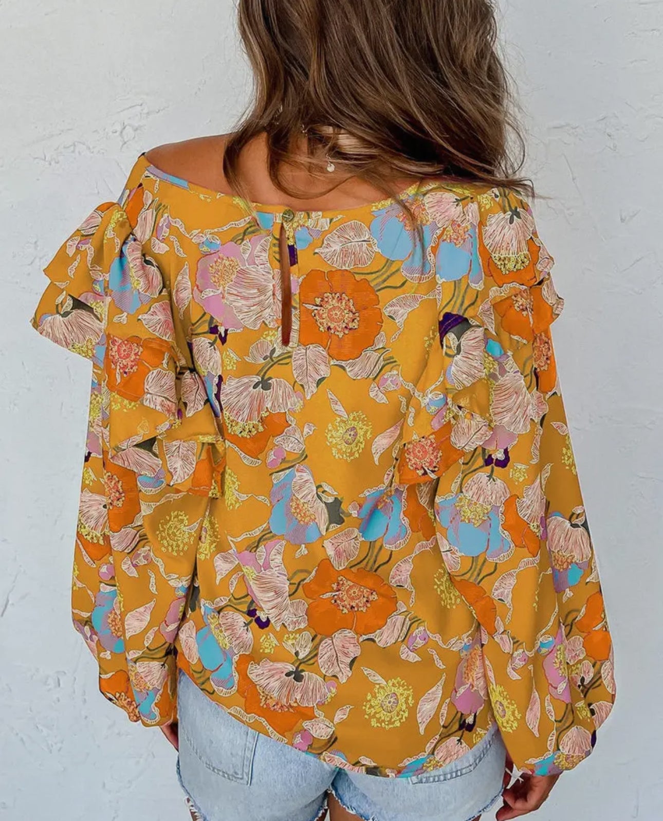 Floral Ruffle Puff Sleeve Blouse - Pretty Bash