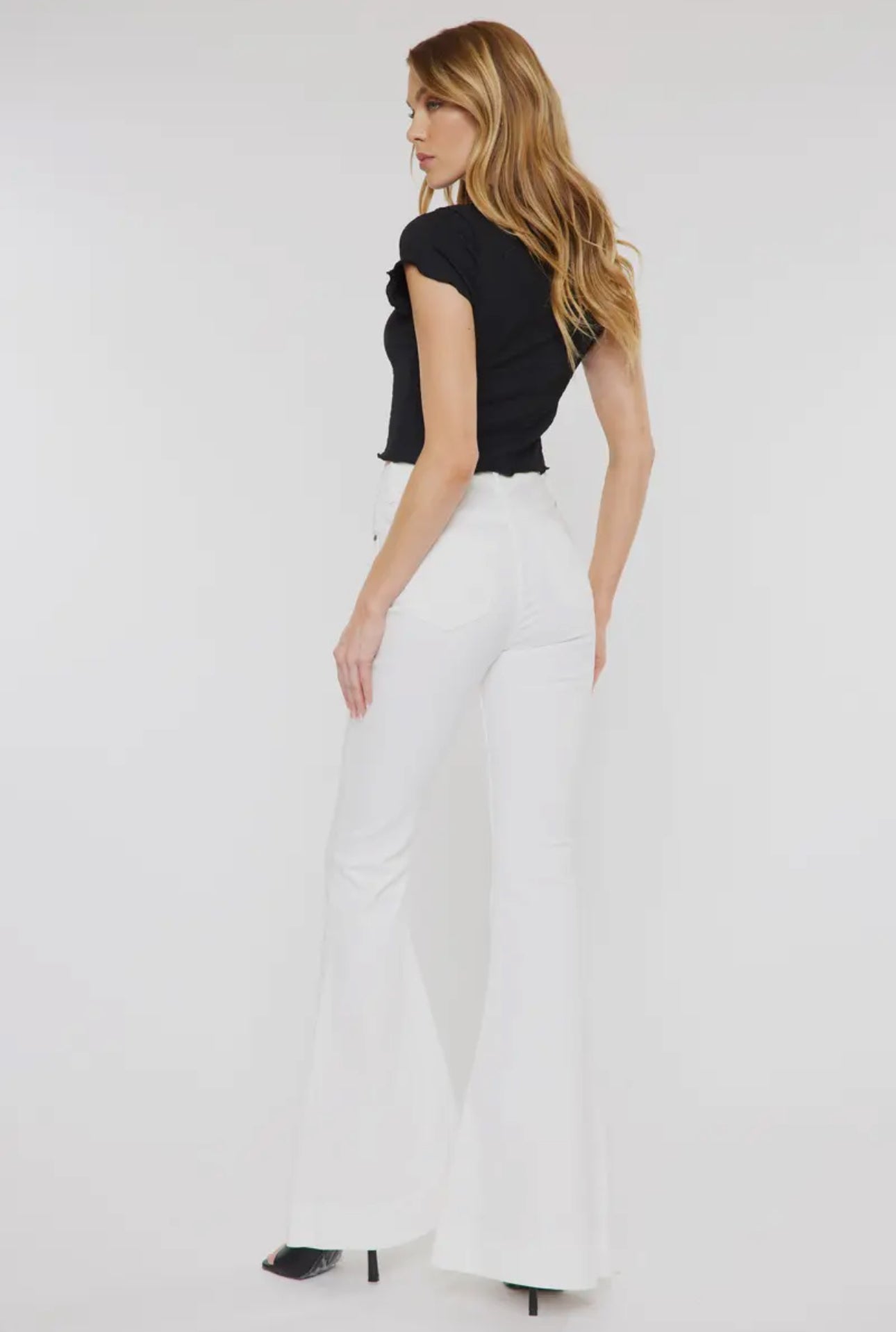 High Rise Super Flare White Jeans - Kan Can USA