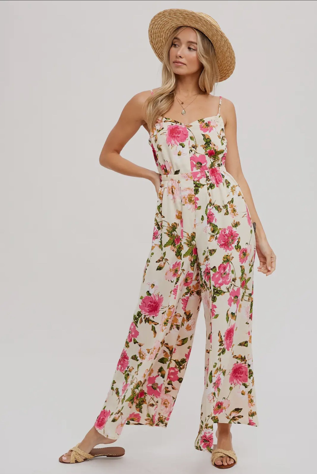 Open Back Floral Jumpsuit - Bluivy