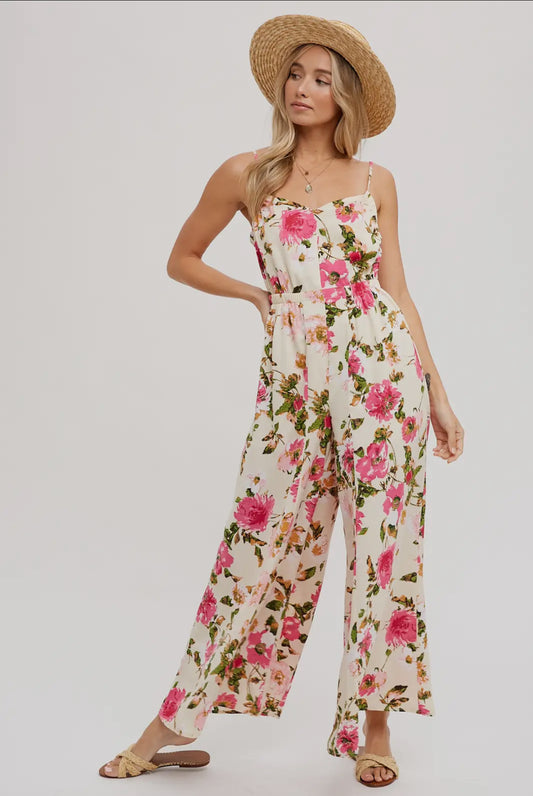 Open Back Floral Jumpsuit - Bluivy