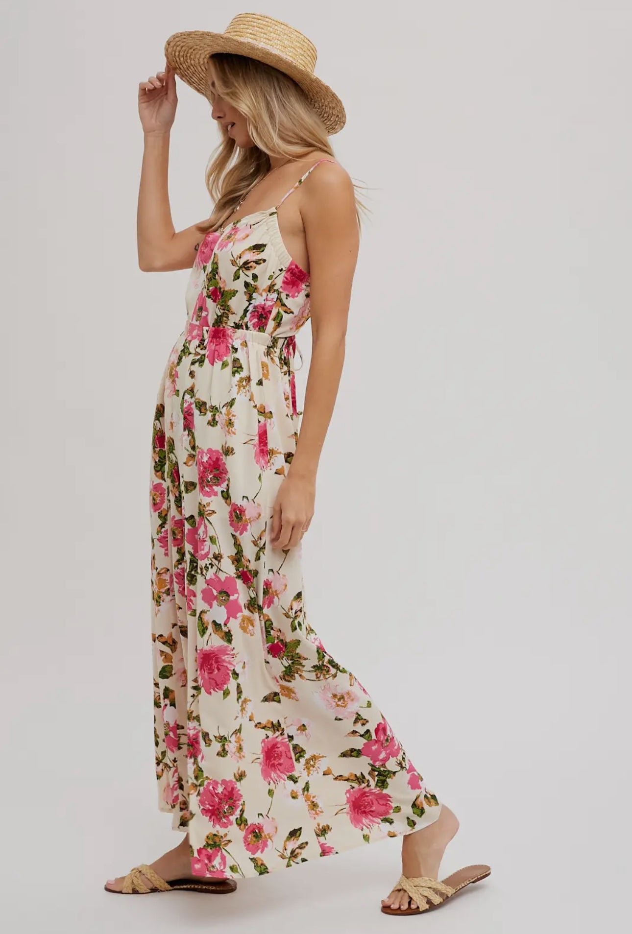 Open Back Floral Jumpsuit - Bluivy