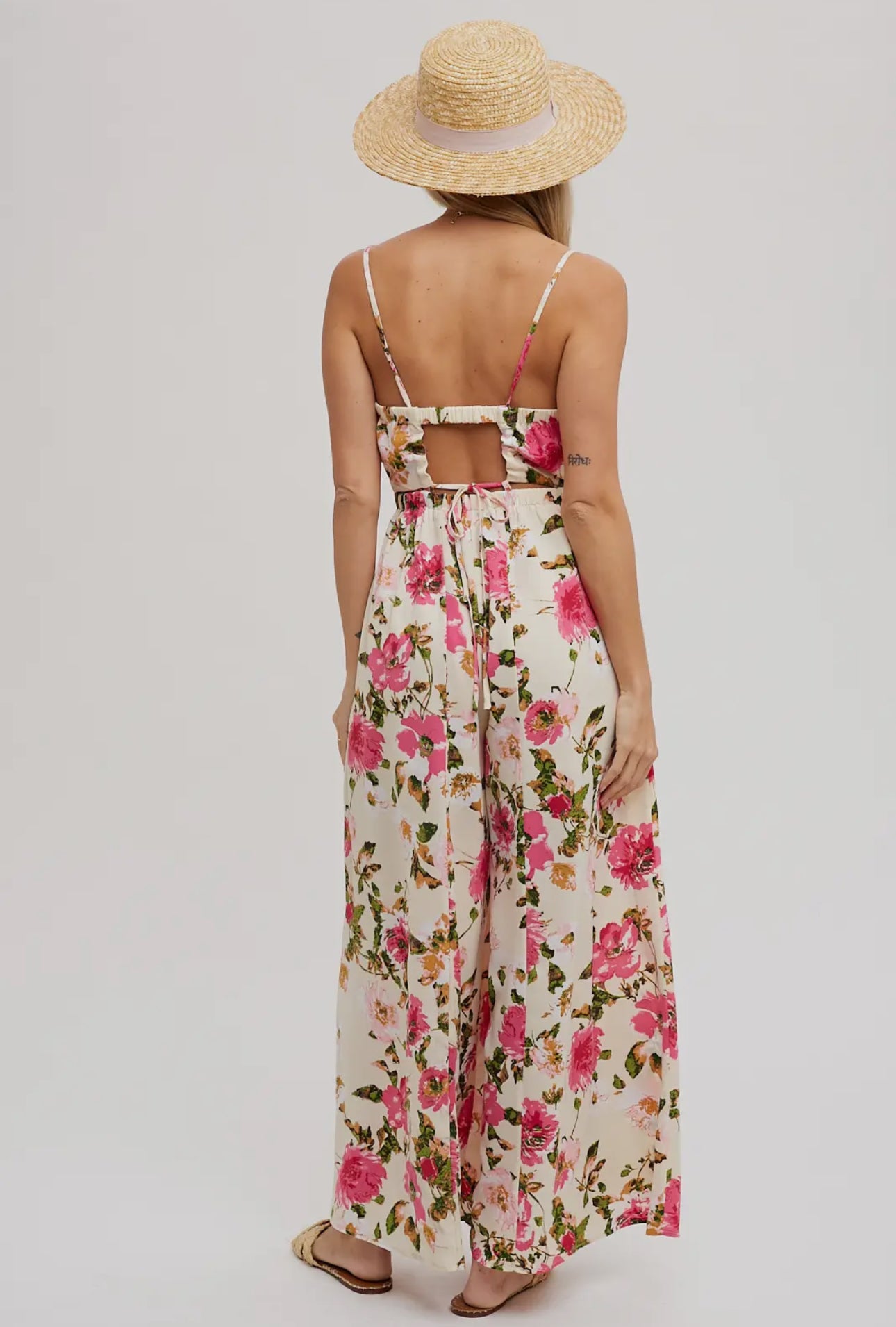 Open Back Floral Jumpsuit - Bluivy