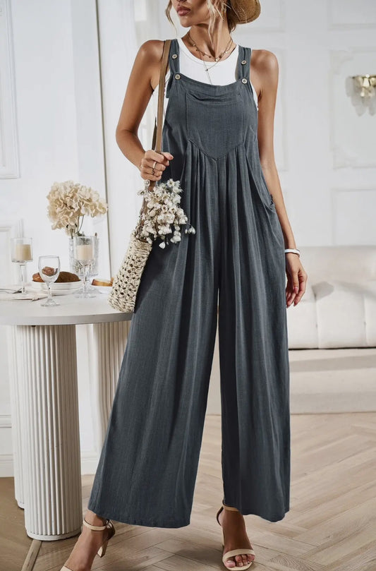 Jumpsuit Overalls in Blue Gray - Miss Sparkling