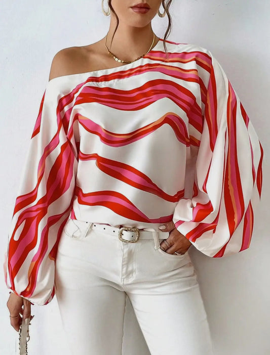 Off the Shoulder Striped Blouse - Miss Sparkling