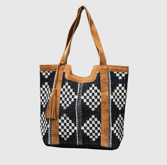 Leather Trimmed Diamond Tote - Chloe&Lex