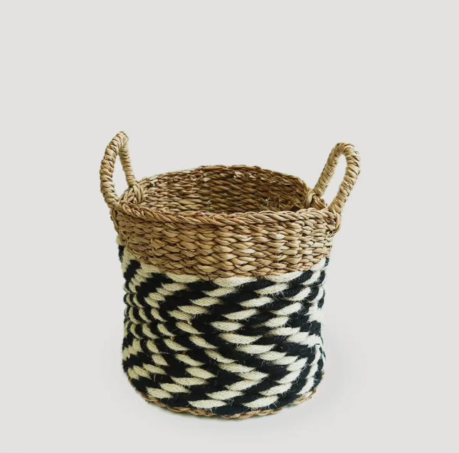 Handwoven Wicker Basket Black & White - Korissa