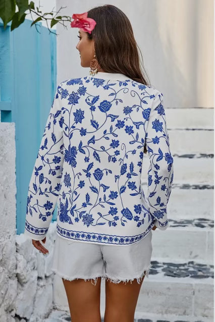 Floral Blue & White Blouse - Elings